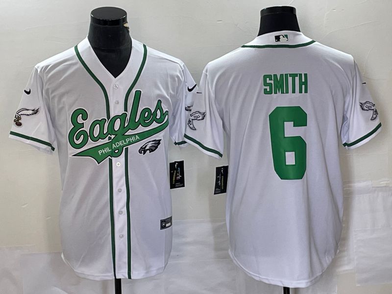 Men Philadelphia Eagles #6 Smith White Co Branding Game NFL Jersey style 7->philadelphia eagles->NFL Jersey